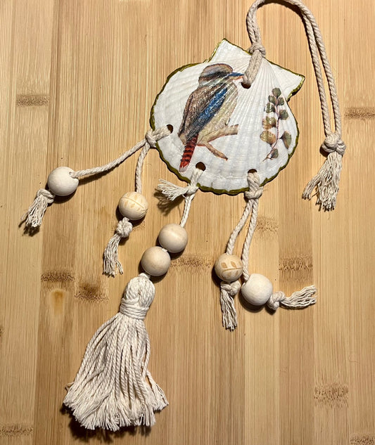 Decoupage Scallop Shell door hanger /Mobile ~ Kookaburra